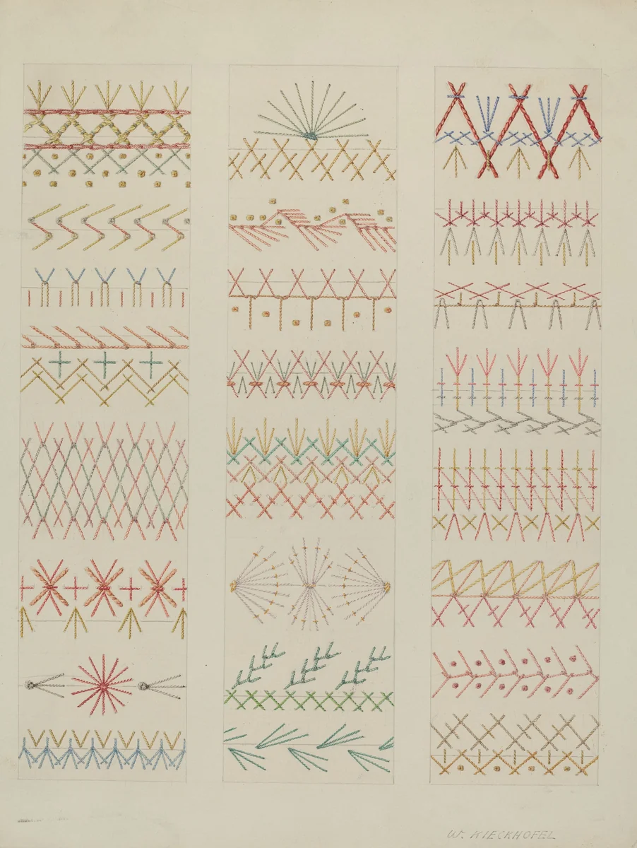 Crazy Quilt (Stitches) by William Kieckhofel, index of american design, 1937