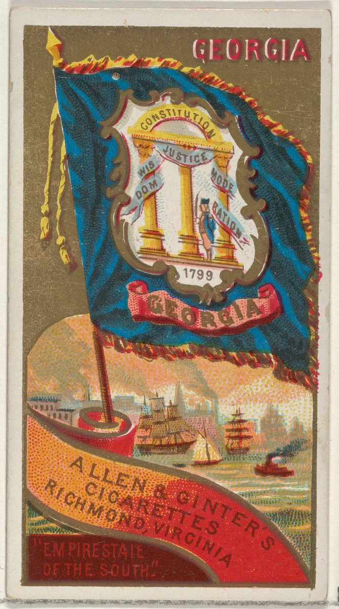 Georgia, from Flags of the States and Territories (N11) for Allen & Ginter Cigarettes Brands by Allen & Ginter, print, 1888