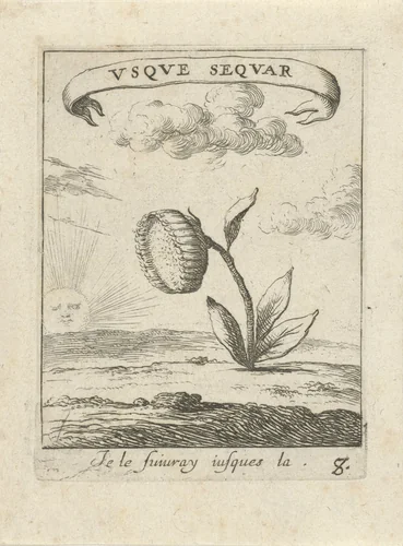 Landschap met zonnebloem by Albert Flamen, print, 1672