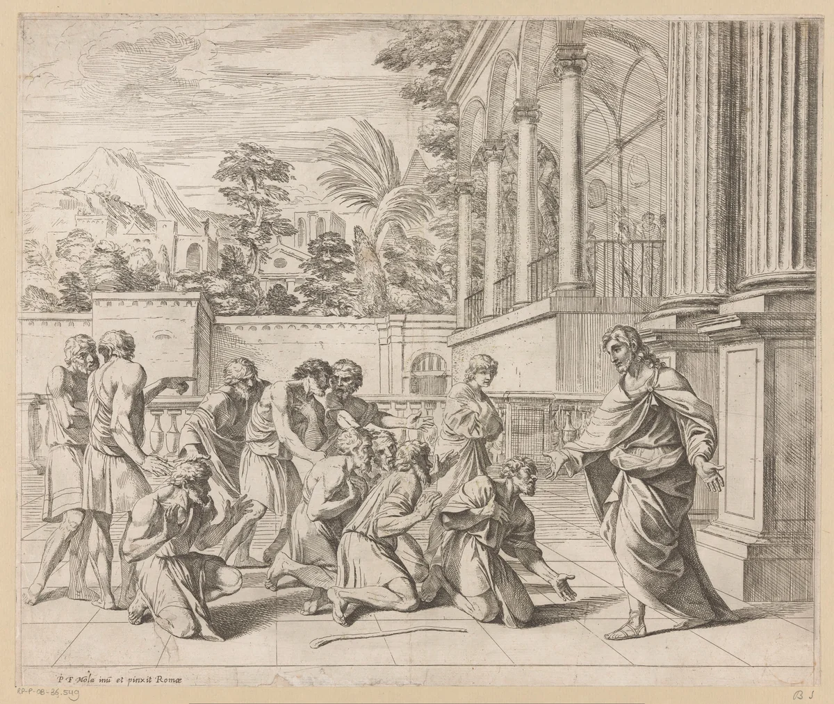 Jozef en zijn broers by Pier Francesco Mola, print, 1622-1666
