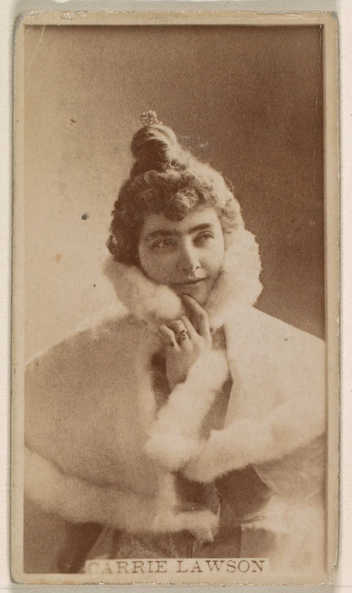 Carrie Lawson, from the Actresses series (N245) issued by Kinney Brothers to promote Sweet Caporal Cigarettes by Kinney Brothers Tobacco Company, photograph, 1890