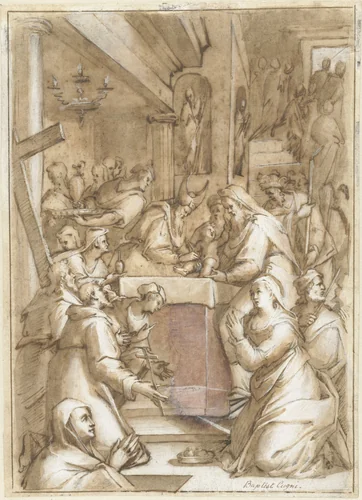 De besnijdenis by Giovanni Battista Cungi, drawing, 1500-1569