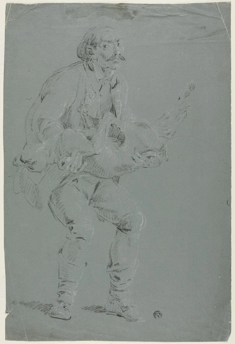 Man Carrying a Dead Dog by Pierre-Jacques Volaire, drawing, 1749-1799
