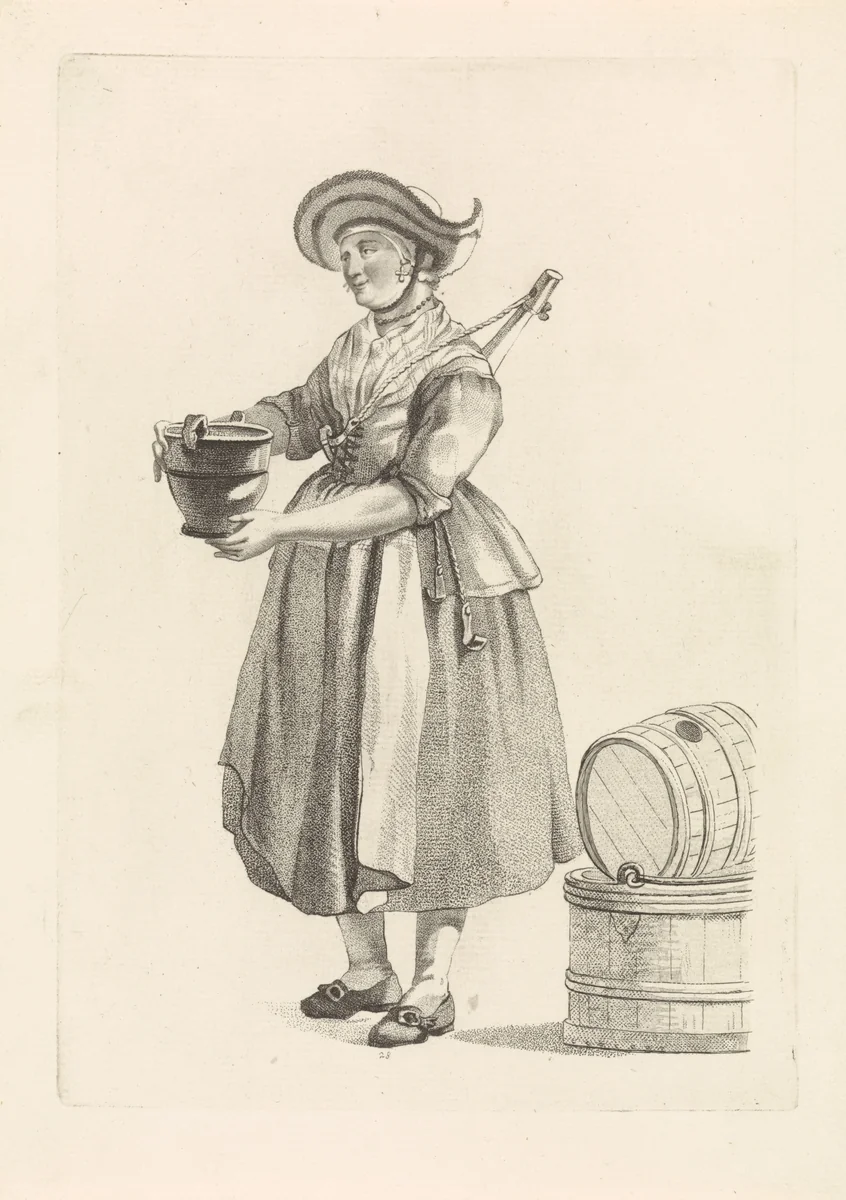 Melkverkoopster by Mathias de Sallieth, print, 1772-1791