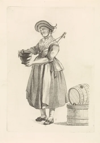 Melkverkoopster by Mathias de Sallieth, print, 1772-1791