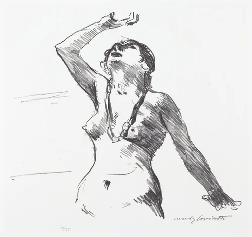 Weiblicher Akt in Abwehr (Female Nude Defending Herself) by Lovis Corinth, print, 1913
