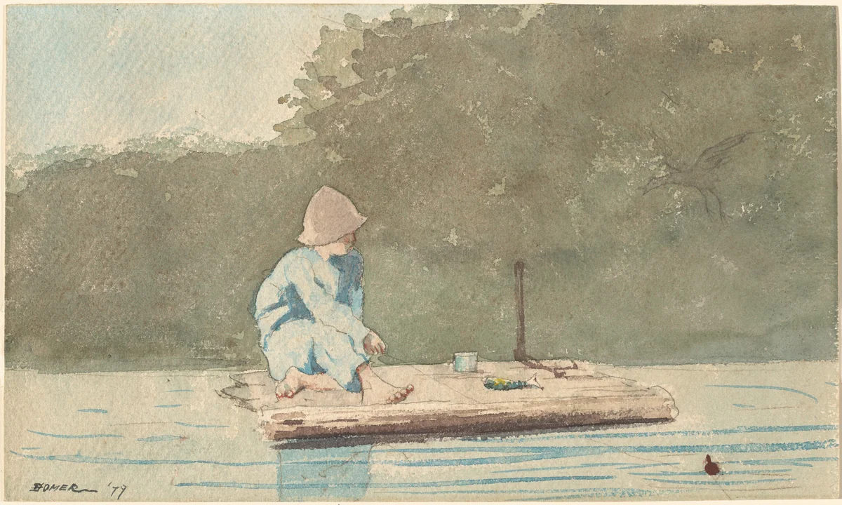 Boy on a Raft by Winslow Homer, drawing, 1879