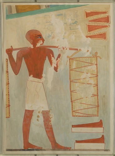 Man Carrying Loaves, Tomb of Rekhmire by Nina de Garis Davies, artwork, -1504