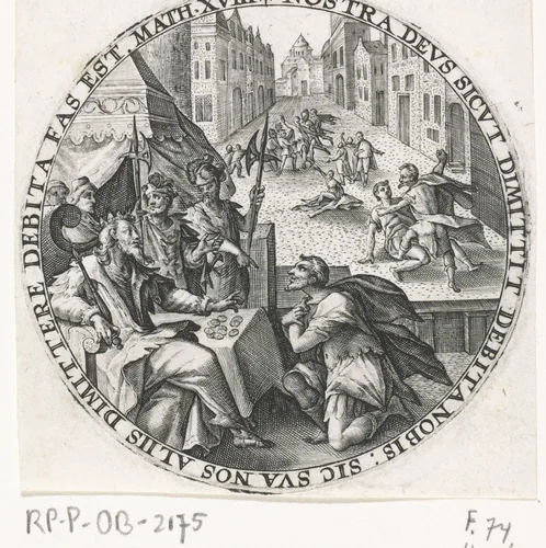 Gelijkenis van de ondankbare dienstknecht by Crispijn van de Passe, print, 1604