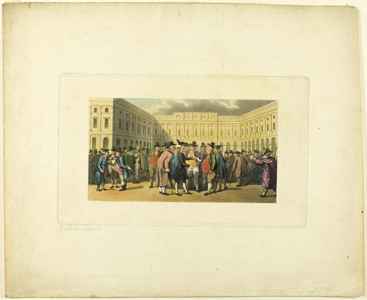 Doctor Syntax at Liverpool, from The Tour of Doctor Syntax by Thomas Rowlandson, print, 1808-1813