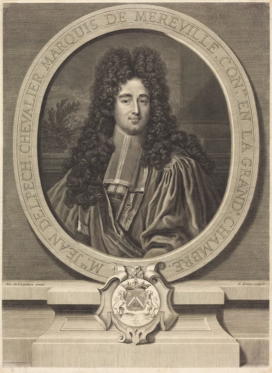 Jean Delpech, Marquis de Méréville by Pierre Drevet; Nicolas de Largillierre, print, 1663-1738