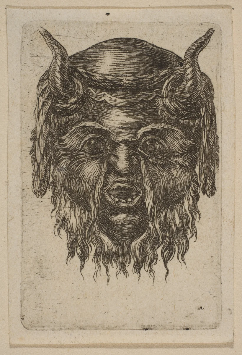 Mask by Stefano della Bella, print, 1610-1664