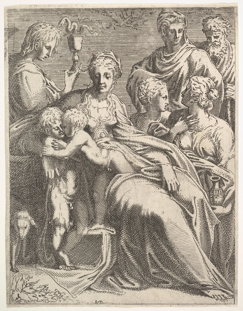 Virgin and Child with Saints by Léon Davent, print, 1545-1561