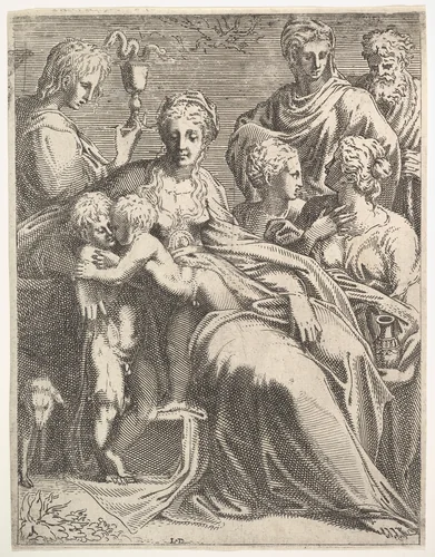Virgin and Child with Saints by Léon Davent, print, 1545-1561