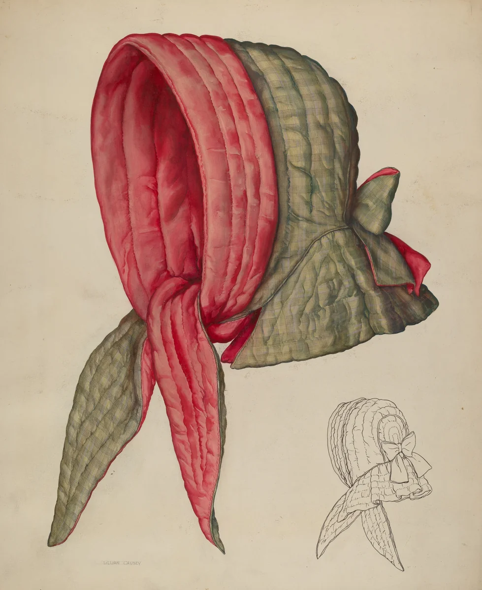 Sleighing Bonnet by Lillian Causey, index of american design, 1941