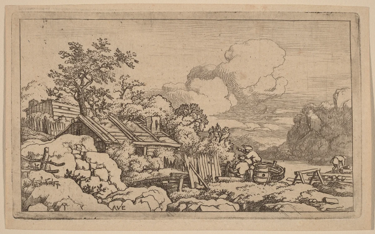 Carpenter's Hut by Allart van Everdingen, print, 1645-1656