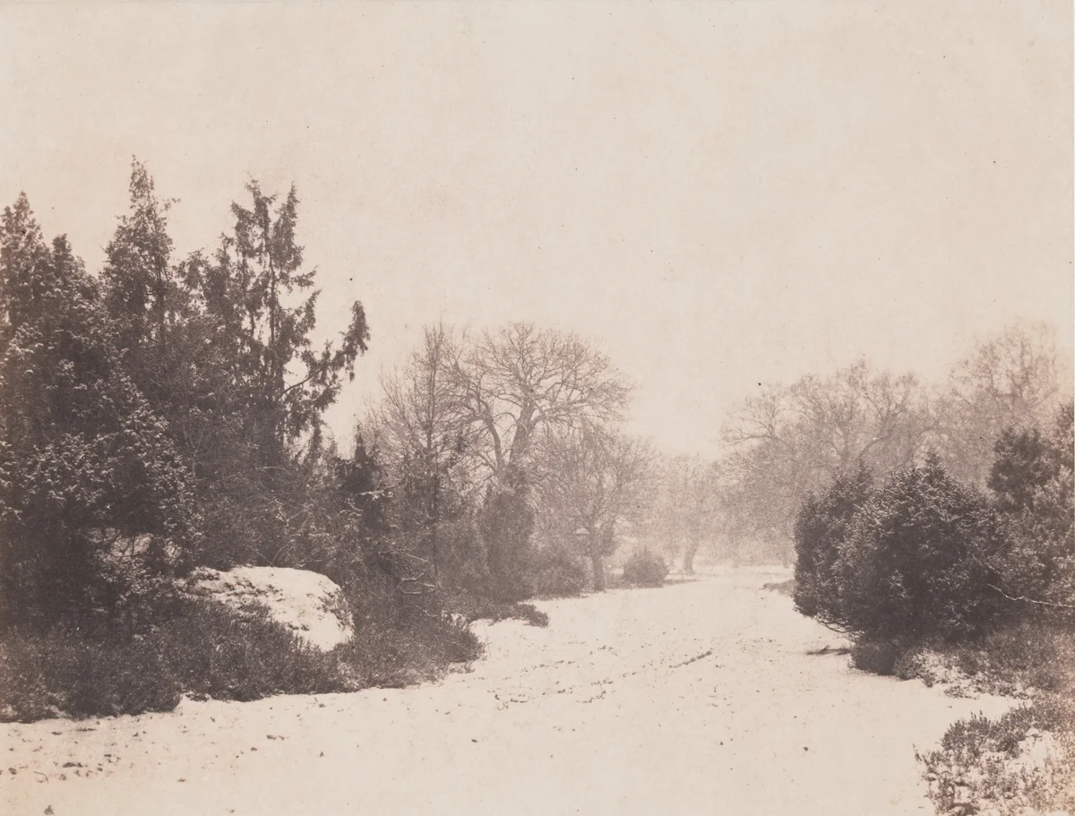Barbizon Roadway in Snow by Eugène Cuvelier, photograph, 1855-1865