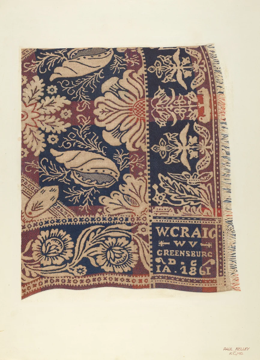 Jacquard Coverlet by Paul Kelly, index of american design, 1935-1942