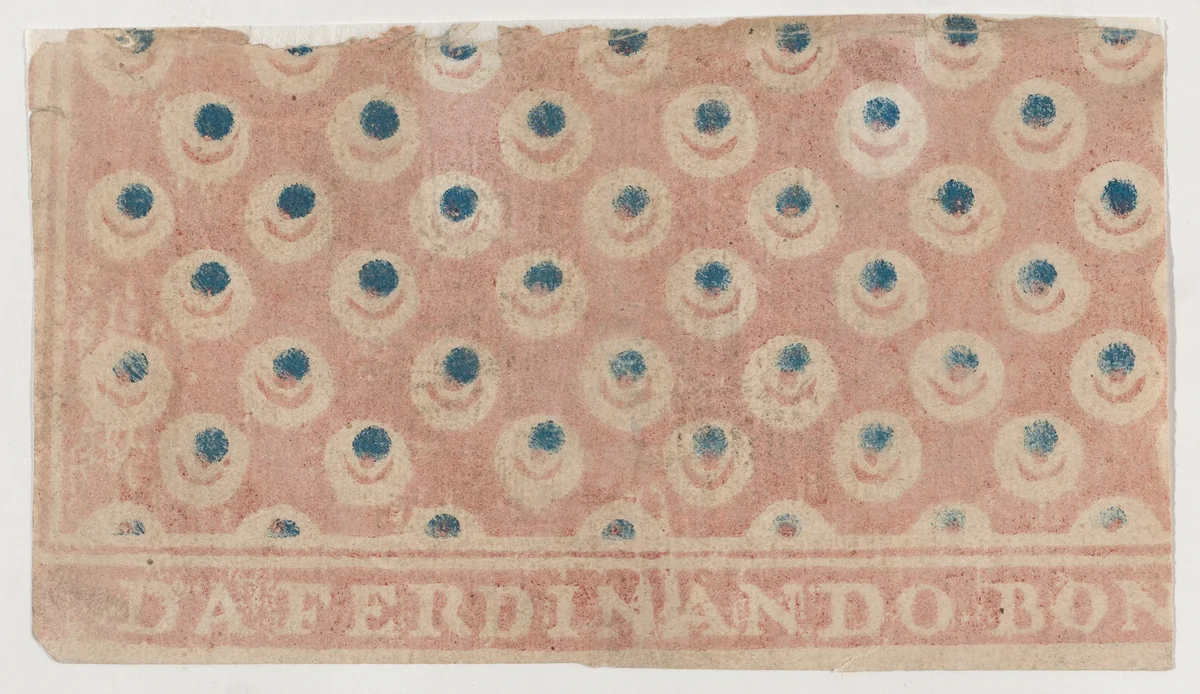 Pink sheet with blue dot pattern by anonymous, print, 1700-1800