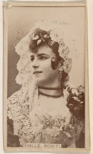 Mlle. Rositi, from the Actresses series (N245) issued by Kinney Brothers to promote Sweet Caporal Cigarettes by Kinney Brothers Tobacco Company, photograph, 1890