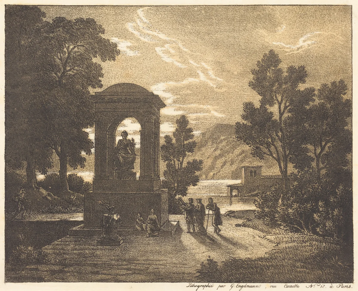 Classical Landscape by Gottfried Engelmann, print, 1816