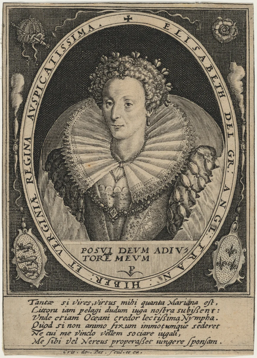 Elizabeth, Queen of England by Crispijn van de Passe I, print, 1598