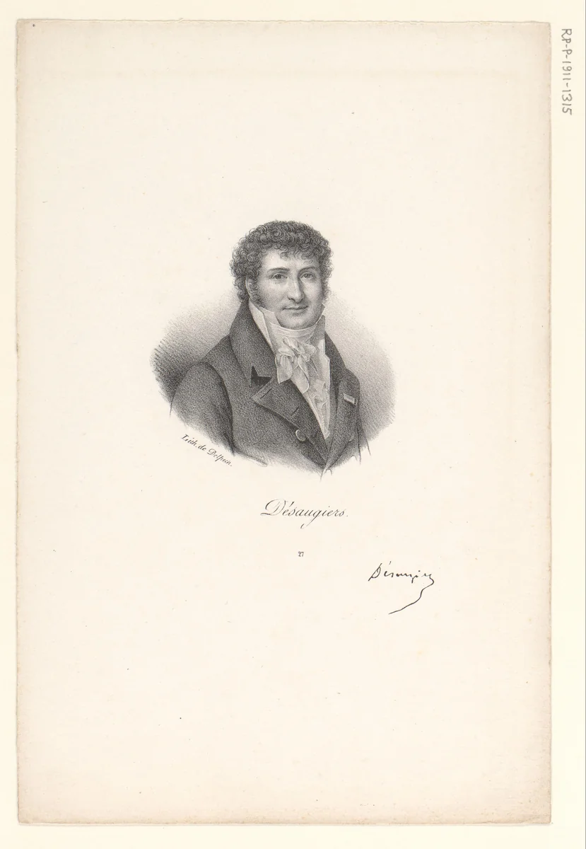 Portret van Marc-Antoine-Madeleine Désaugiers by anonymous, print, 1818-1842