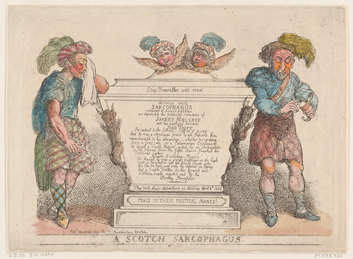 A Scotch Sarcophagus by Thomas Rowlandson, print, 1805