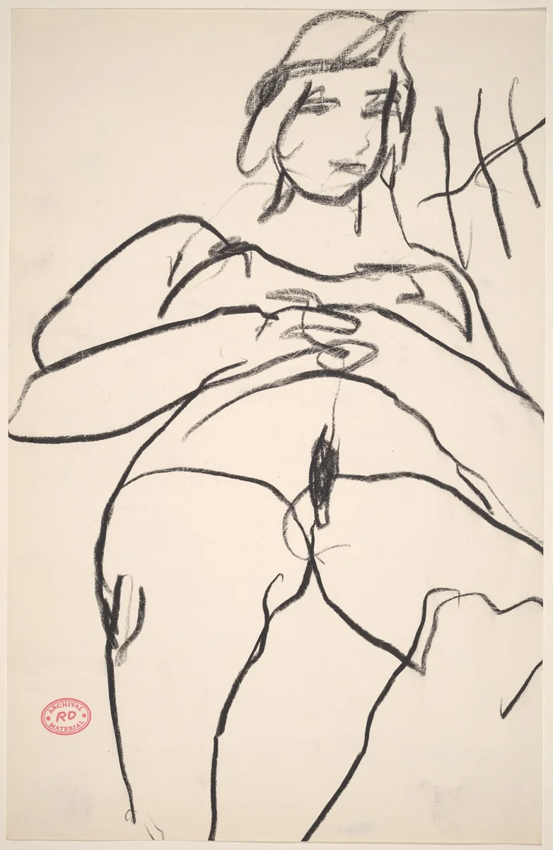 Untitled [woman with hands clasped] by Richard Diebenkorn, drawing, 1955-1967