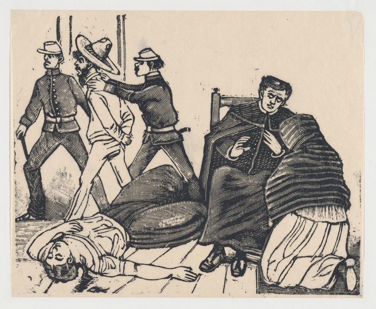 The double murder in Puente de los Gallos by José Guadalupe Posada, print, 1887-1897