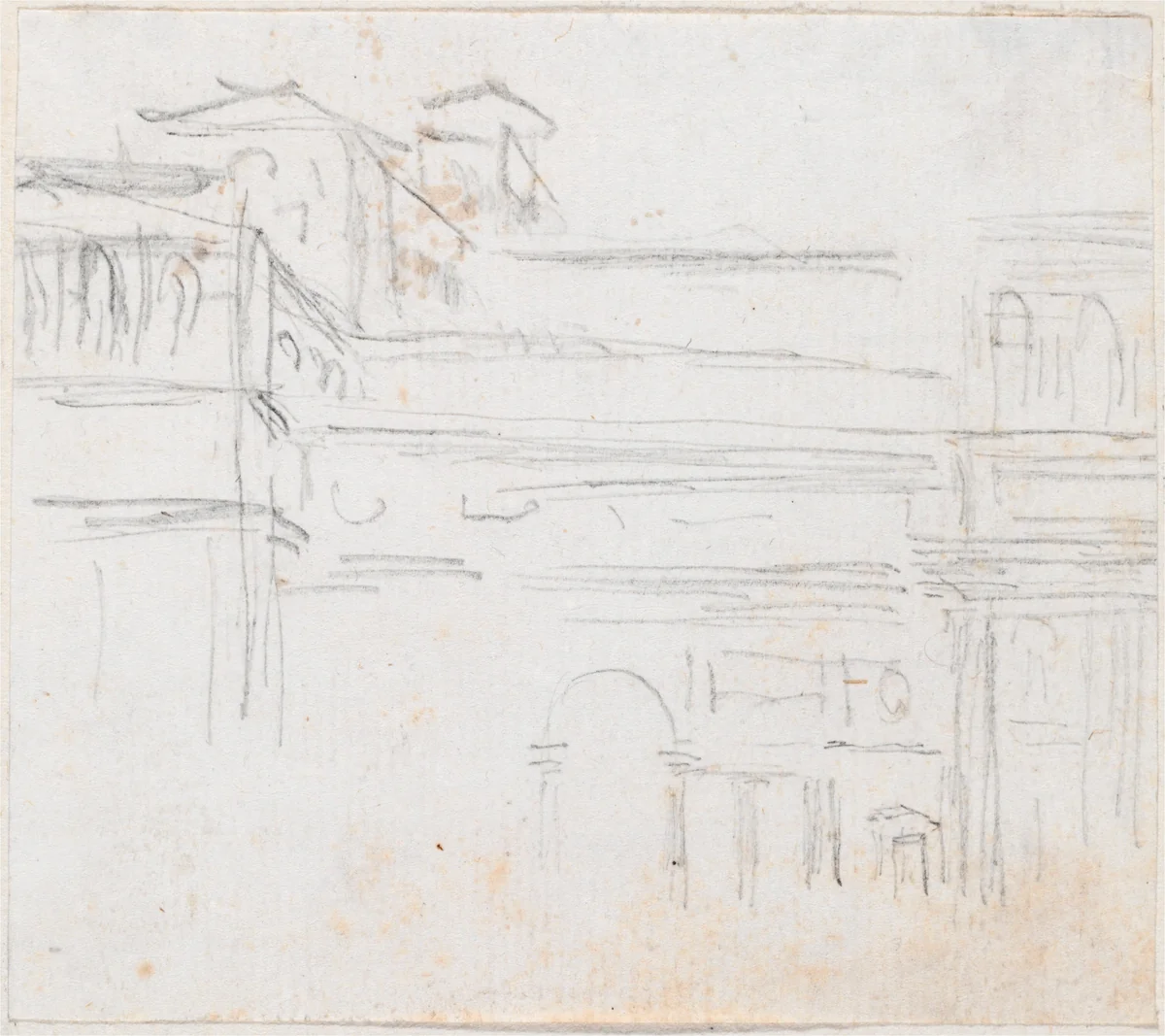 Villa Medici by Hubert Robert, drawing, 1754-1765