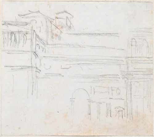 Villa Medici by Hubert Robert, drawing, 1754-1765