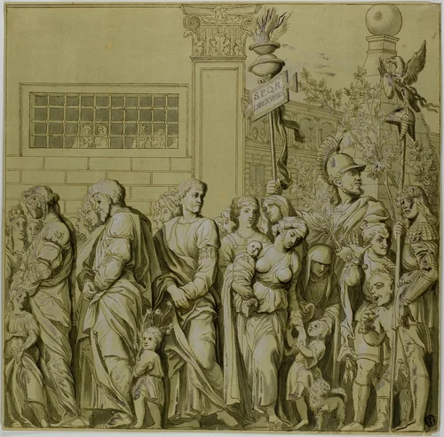 Triumphs of Julius Caesar: Canvas No. VII by Andrea Mantegna, drawing, 1700-1799