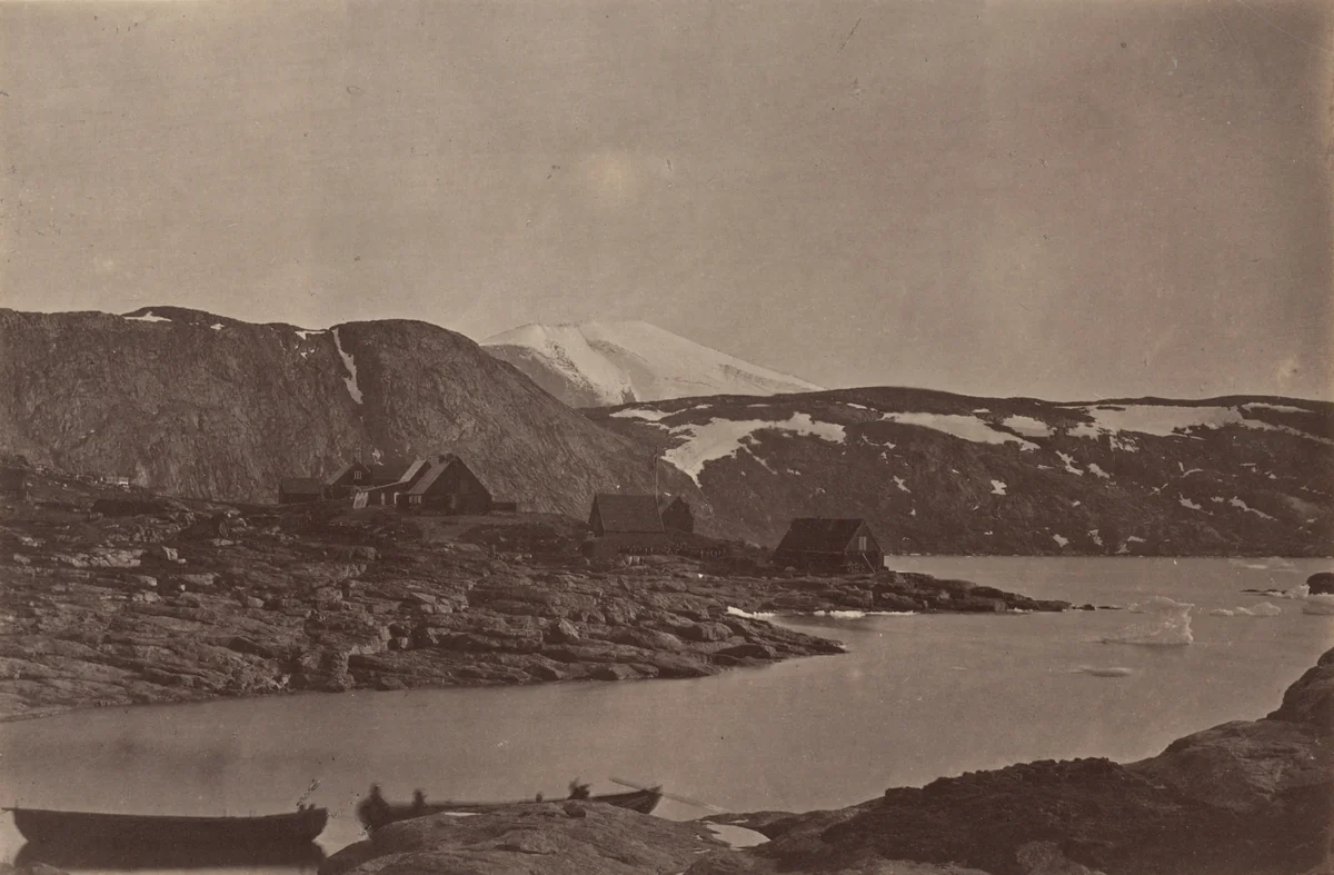 "View of Upernavik, the most northern settlement on the globe" by George P. Critcherson, John L. Dunmore, William Bradford, photograph, 1869
