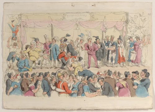Plate 14: Richardson's Show, from "World in Miniature" by Thomas Rowlandson, print, 1816
