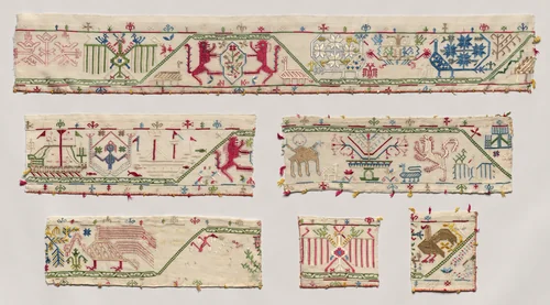 Fragments from an Embroidered Border by Unknown, textile, 1500-1599