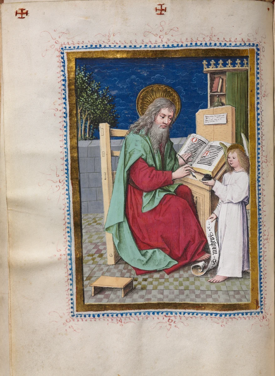 Gospel Book with Evangelist Portraits: Saint Matthew by Master of the House-Book, book, 1475-1485