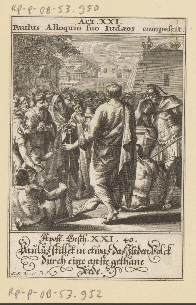 Apostel Paulus spreekt de Joden toe by anonymous, print, 1697