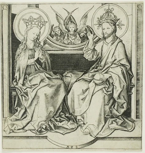 Christ Blessing the Virgin by Martin Schongauer, print, 1471-1481