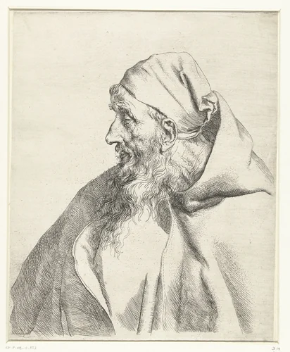 Buste van een kapucijner monnik by Jan Lievens, print, 1621-1674