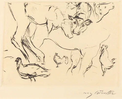 Verschiedene Tierstudien (Animal Studies) by Lovis Corinth, print, 1917