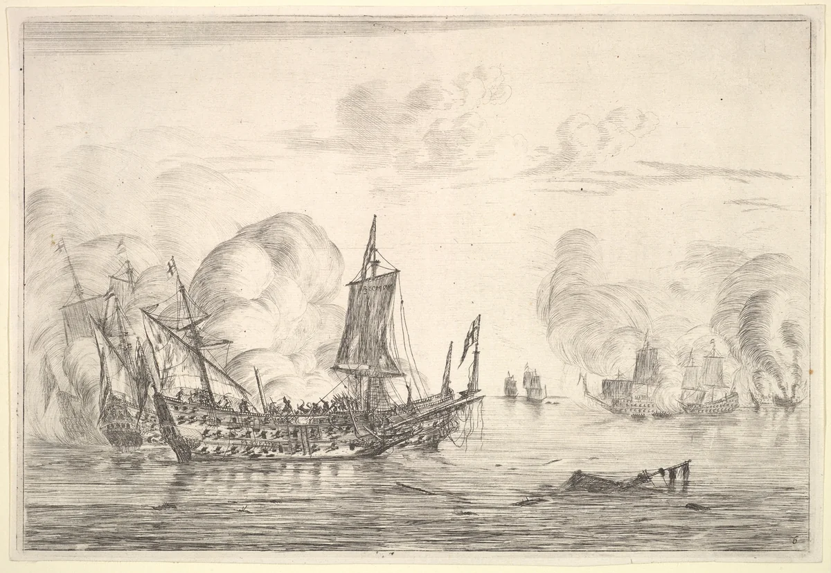 The Final of a Naval Battle by Reinier Nooms, print, 1635-1670