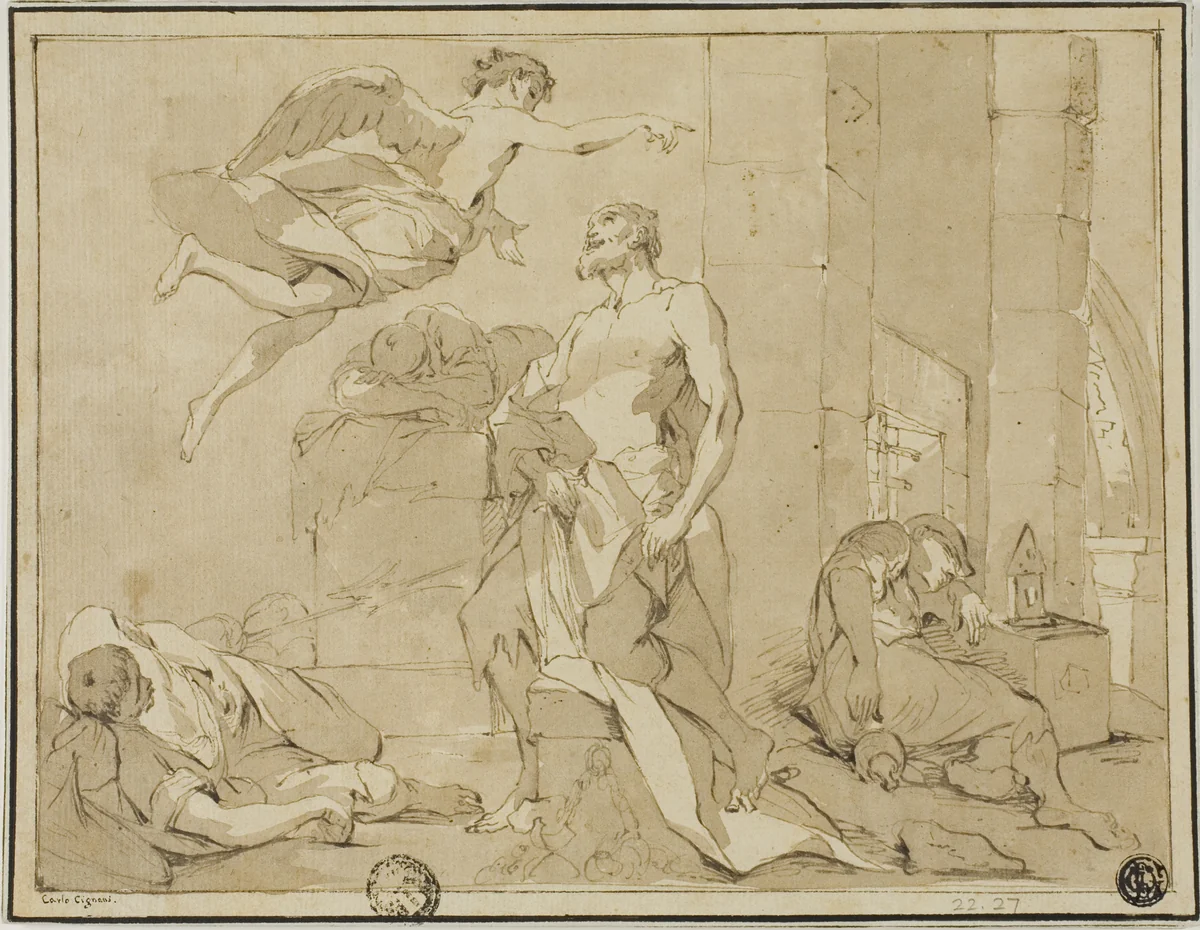 Saint Paul Rescued from Prison by an Angel by Unknown Artist, drawing, 1700-1799