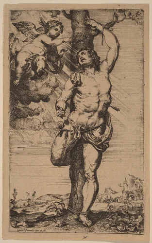 Saint Sebastian by Willem Panneels, print, 1600-1632