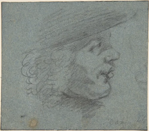 Profile head of a man looking right by Charles Nicolas Cochin II, drawing, 1730-1790