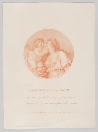 Sappho embracing Love by John Mannin, print, 1786-1791
