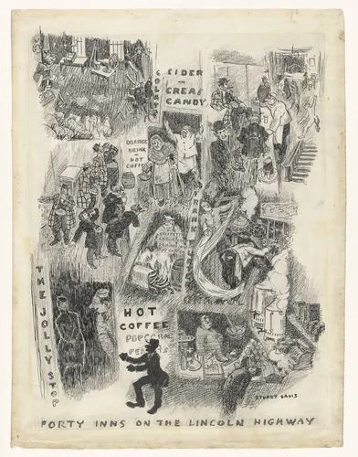 Forty Inns on the Lincoln Highway by Stuart Davis, drawing, 1916