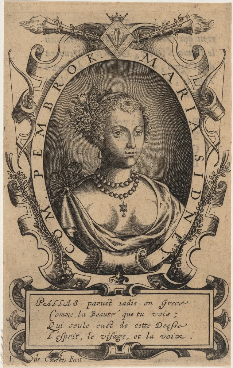 Mary Sidney, Countess of Pembroke by Jean de Courbes, print, 1592-1630