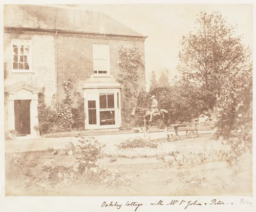Oakley Cottage with Mr. St. John and Peter and Polly by John Dillwyn Llewelyn, photograph, 1853-1856