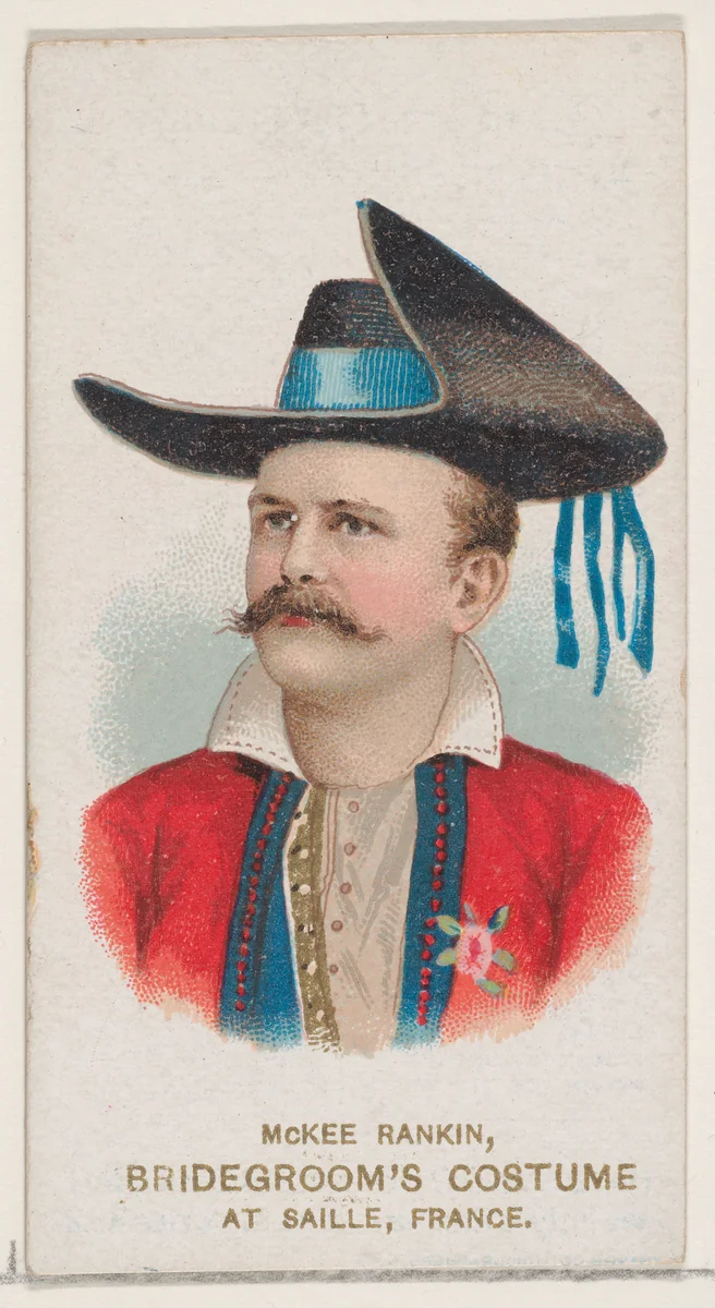 McKee Rankin in Bridegroom's Costume of Saille, France, from the set Actors and Actresses, First Series (N70) for Duke brand cigarettes by W. Duke, Sons & Co., print, 1888-1889